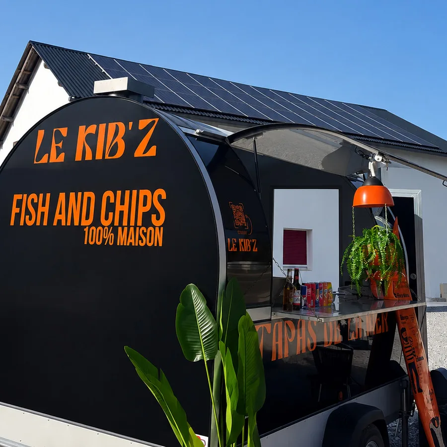 Remorque food truck personnalisée Le Kib'z, fish and chips